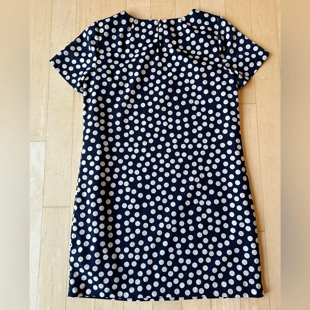 J. Crew Women’s Printed Short Sleeve Gallery Dress in Navy Small Dot Size 10
